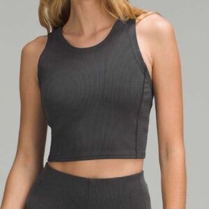 lululemon athletica Black Ribbed Softstreme Cropped Tank Top